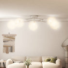 Plafondlamp 5xG9 80x16 cm gaasdraadkapjes chroom
