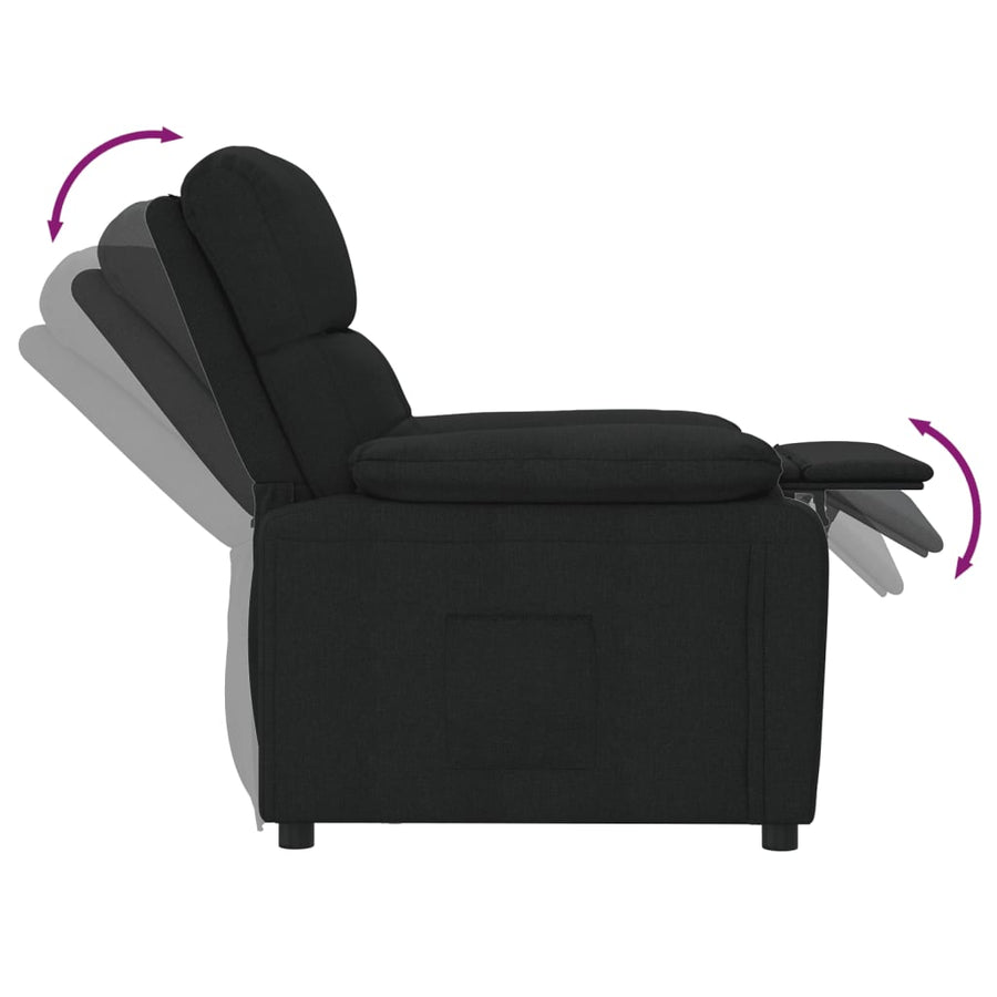Fauteuil verstelbaar stof zwart