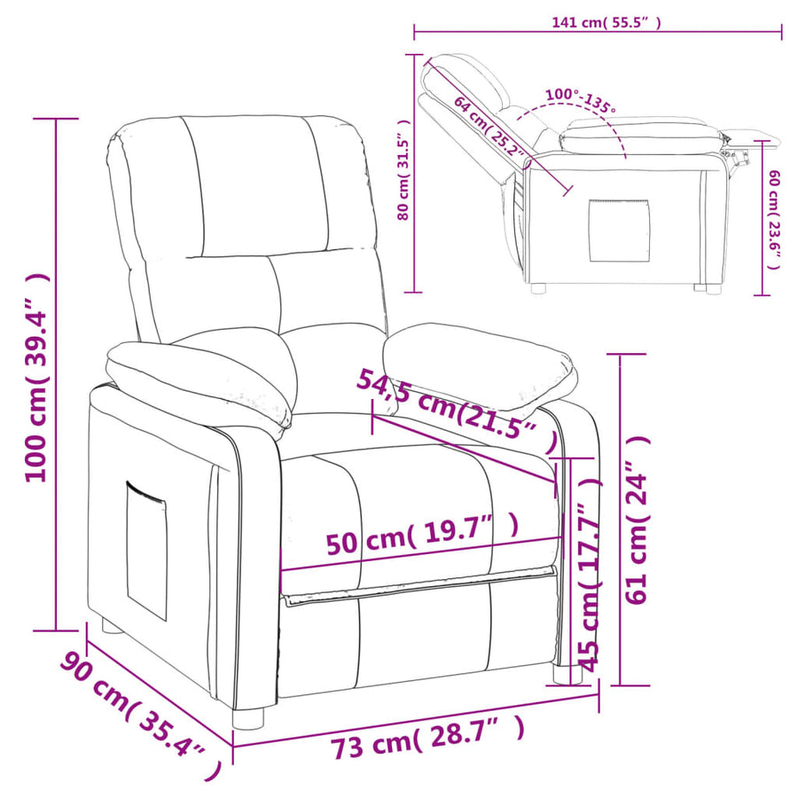 Fauteuil verstelbaar stof taupe