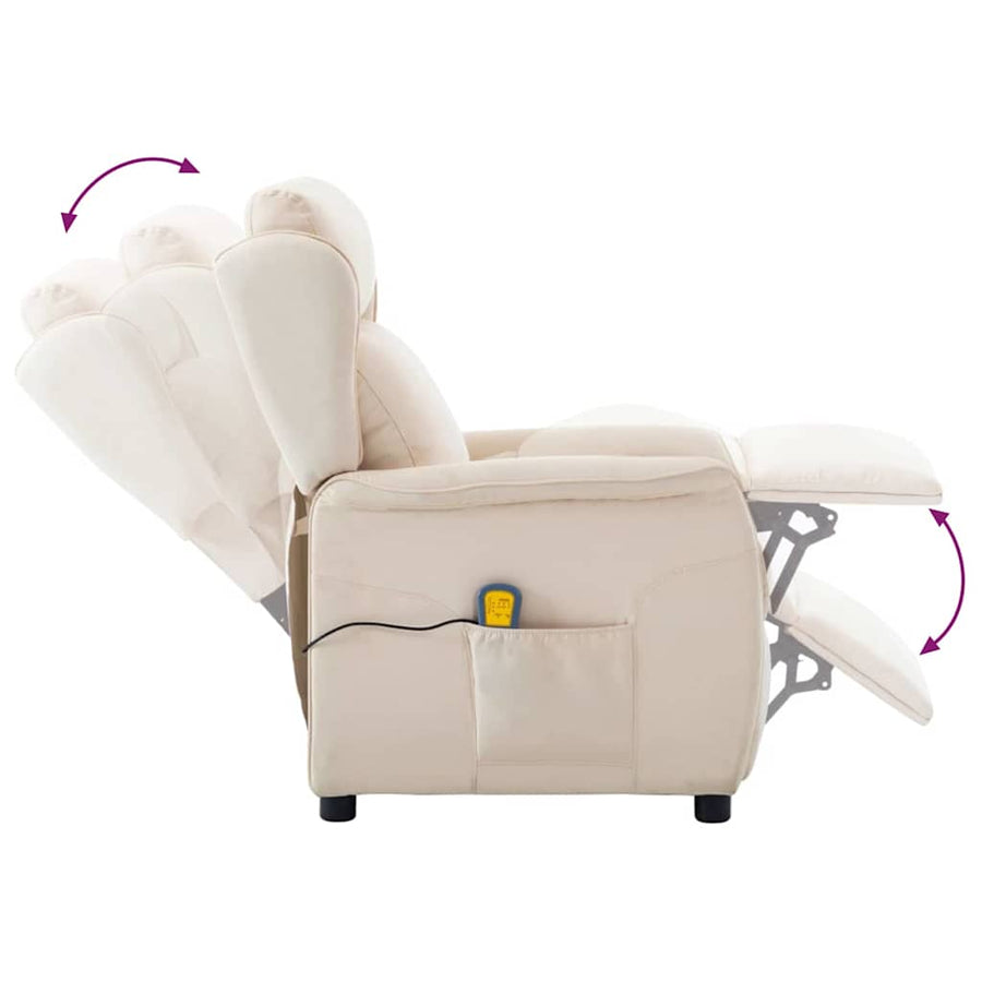 Massagestoel Met Kussen 93.5 X 67.5 X 101.5 Cm Stof Crème