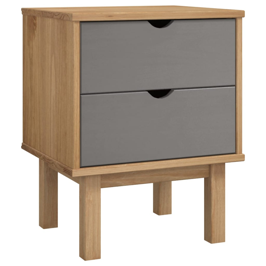 Nachtkastje Otta 46X39,5X57 Cm Grenenhout Bruin En Grijs