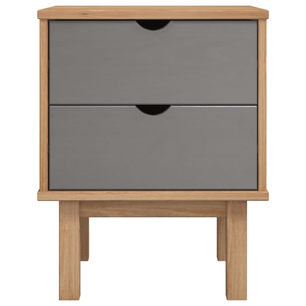 Nachtkastje Otta 46X39,5X57 Cm Grenenhout Bruin En Grijs