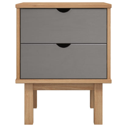 Nachtkastje Otta 46X39,5X57 Cm Grenenhout Bruin En Grijs