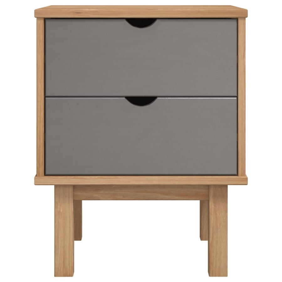 Nachtkastje Otta 46X39,5X57 Cm Grenenhout Bruin En Grijs