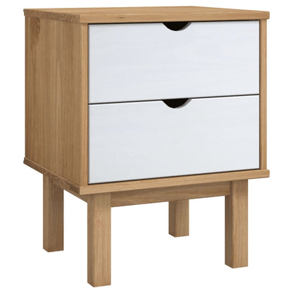 Nachtkastje Otta 45X39X57 Cm Massief Grenenhout Bruin en wit