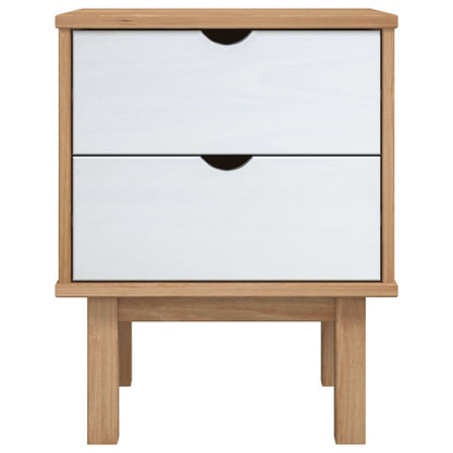 Nachtkastje Otta 45X39X57 Cm Massief Grenenhout Bruin en wit