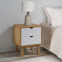 Nachtkastje Otta 45X39X57 Cm Massief Grenenhout Bruin en wit