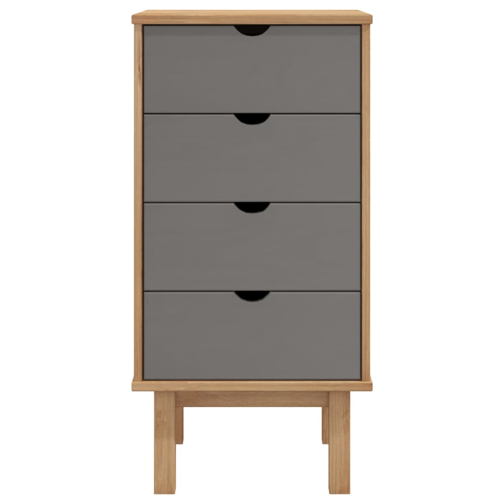 Ladekast Otta 46X39,5X90 Cm Massief Grenenhout Bruin En Grijs