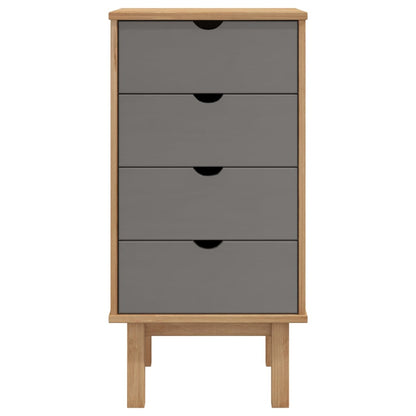 Ladekast Otta 46X39,5X90 Cm Massief Grenenhout Bruin En Grijs