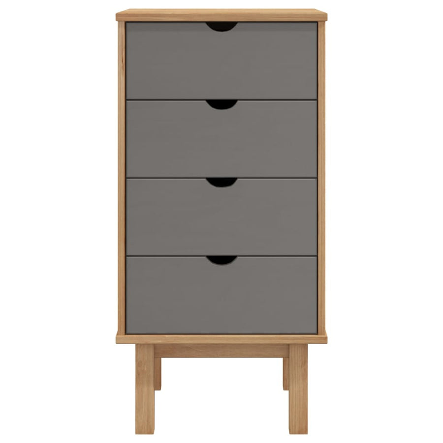 Ladekast Otta 46X39,5X90 Cm Massief Grenenhout Bruin En Grijs