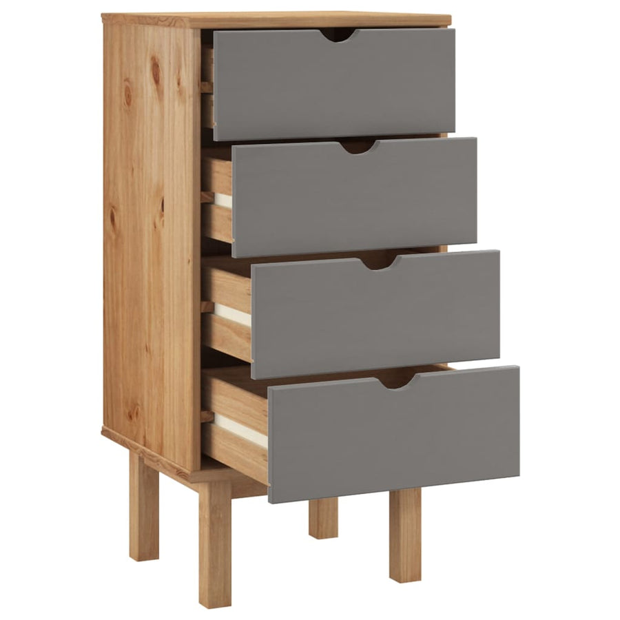 Ladekast Otta 46X39,5X90 Cm Massief Grenenhout Bruin En Grijs