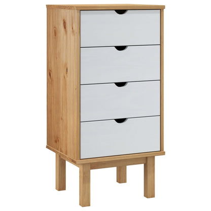 Ladekast Otta 46X39,5X90 Cm Massief Grenenhout Bruin En Wit