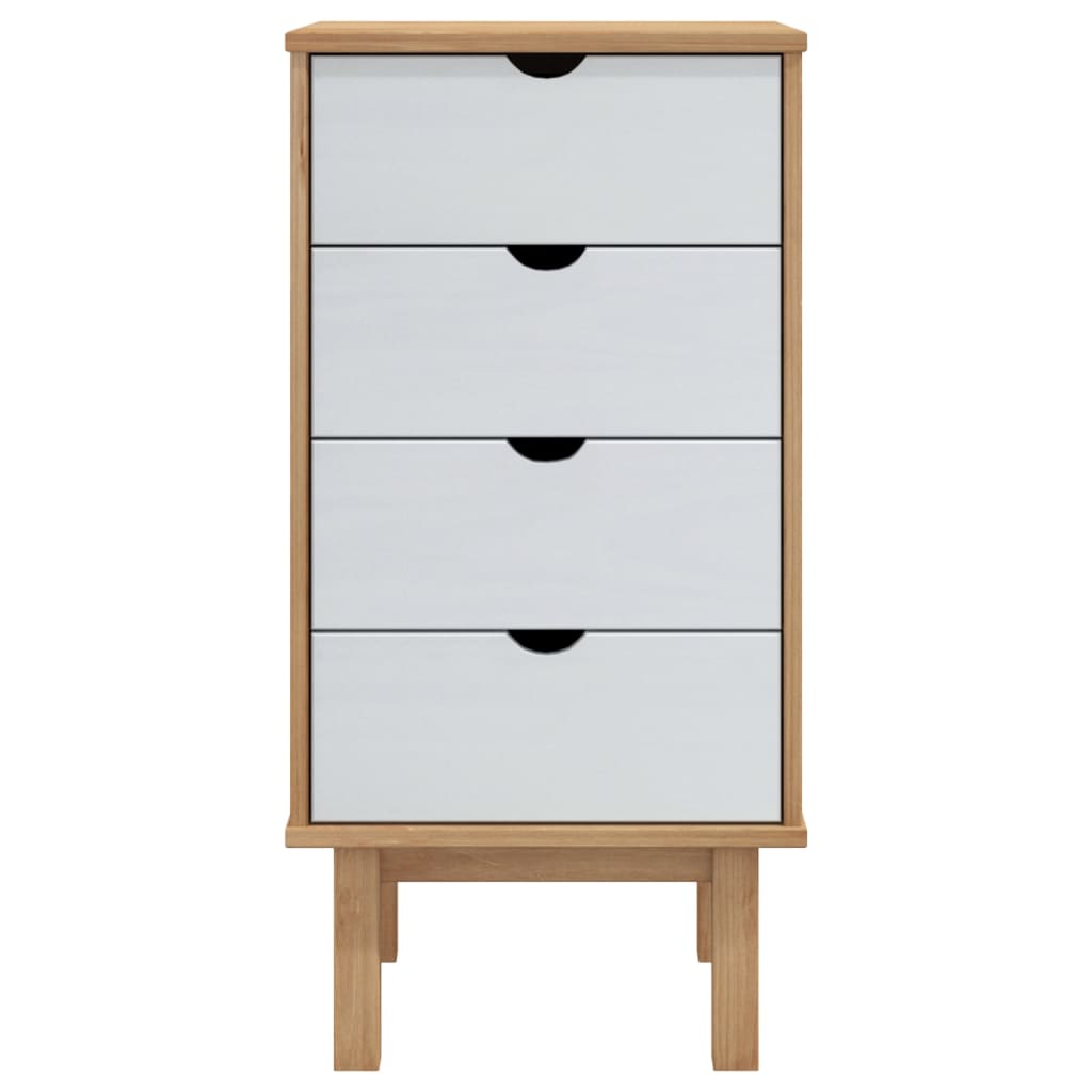 Ladekast Otta 46X39,5X90 Cm Massief Grenenhout Bruin En Wit