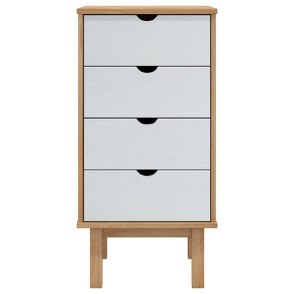 Ladekast Otta 46X39,5X90 Cm Massief Grenenhout Bruin En Wit