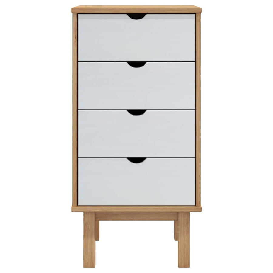 Ladekast Otta 46X39,5X90 Cm Massief Grenenhout Bruin En Wit