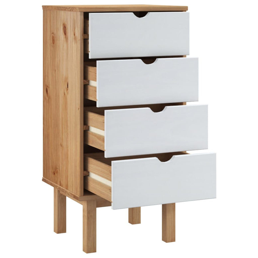 Ladekast Otta 46X39,5X90 Cm Massief Grenenhout Bruin En Wit