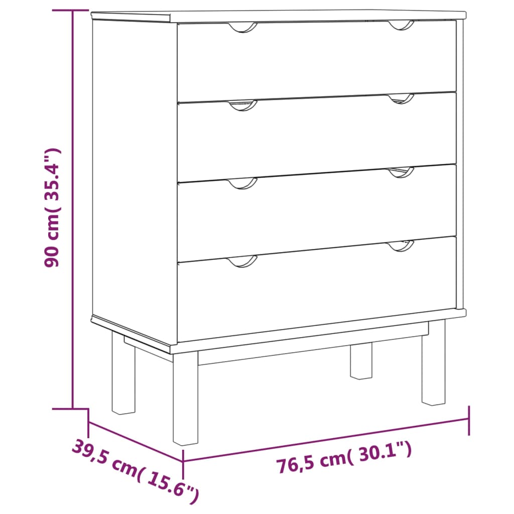 Ladekast Otta 76,5X39,5X90 Cm Massief Grenenhout