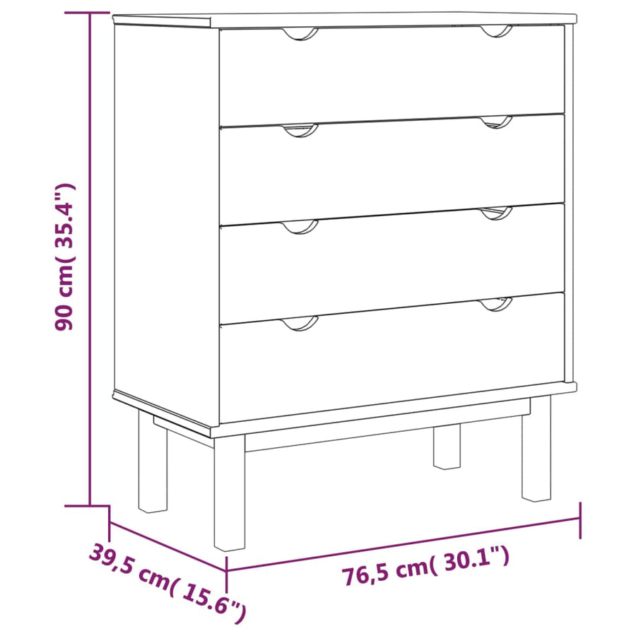 Ladekast Otta 76,5X39,5X90 Cm Massief Grenenhout