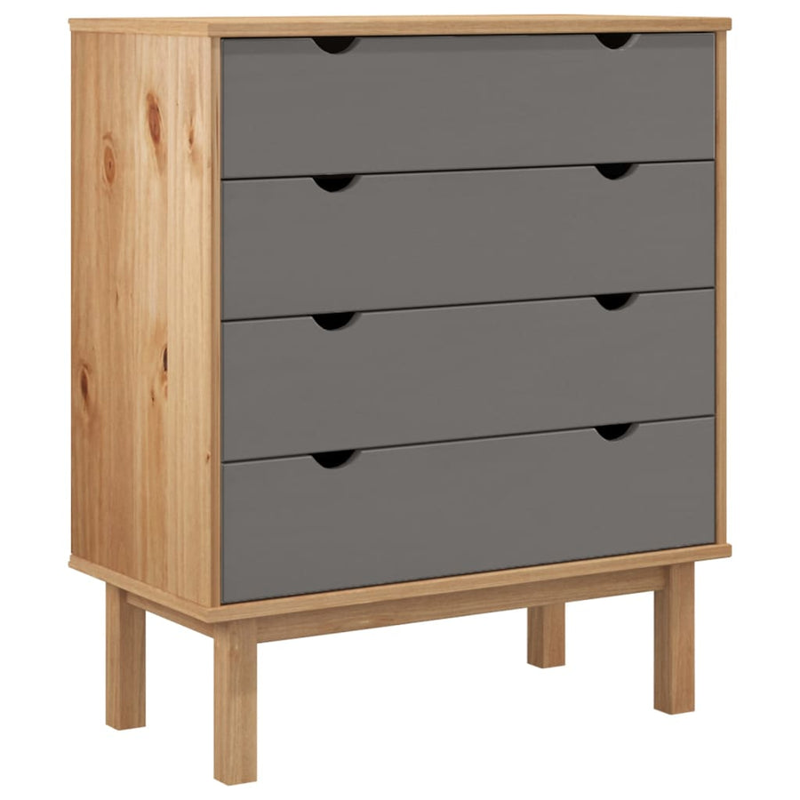 Ladekast Otta 76,5X39,5X90 Cm Massief Grenenhout Bruin En Grijs