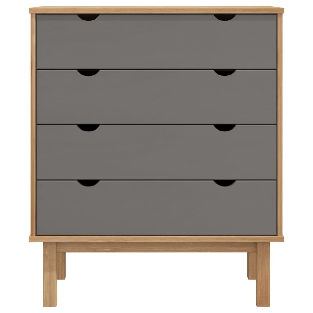Ladekast Otta 76,5X39,5X90 Cm Massief Grenenhout Bruin En Grijs