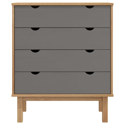 Ladekast Otta 76,5X39,5X90 Cm Massief Grenenhout Bruin En Grijs