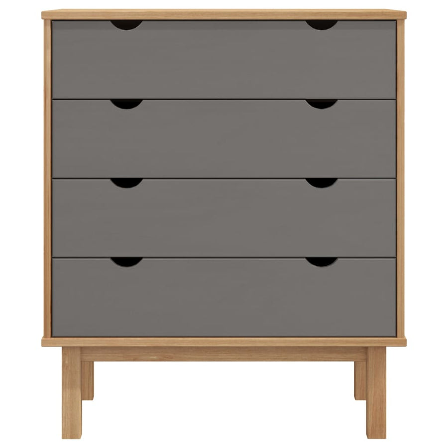 Ladekast Otta 76,5X39,5X90 Cm Massief Grenenhout Bruin En Grijs