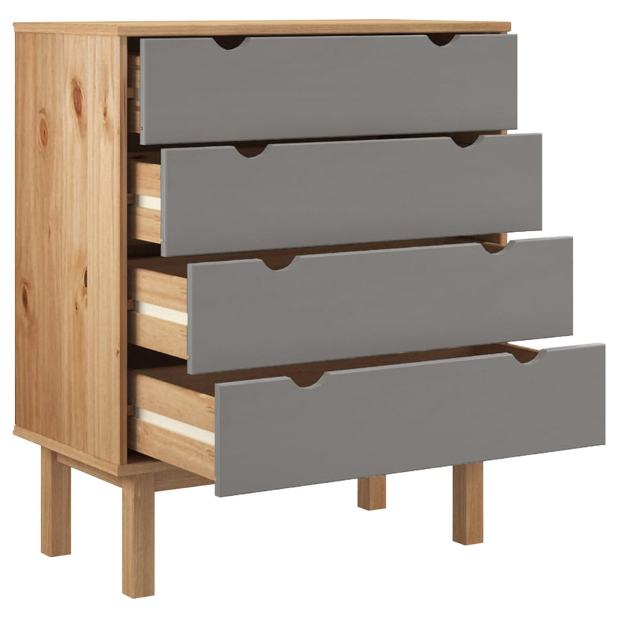 Ladekast Otta 76,5X39,5X90 Cm Massief Grenenhout Bruin En Grijs