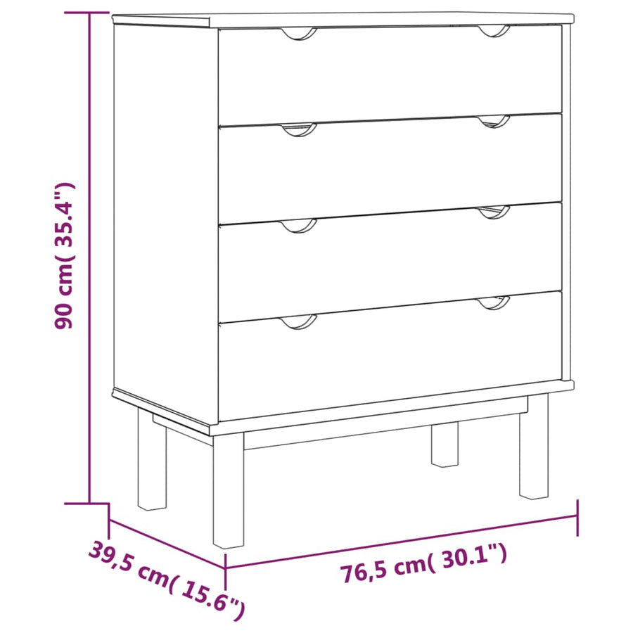 Ladekast Otta 76,5X39,5X90 Cm Massief Grenenhout Bruin En Grijs