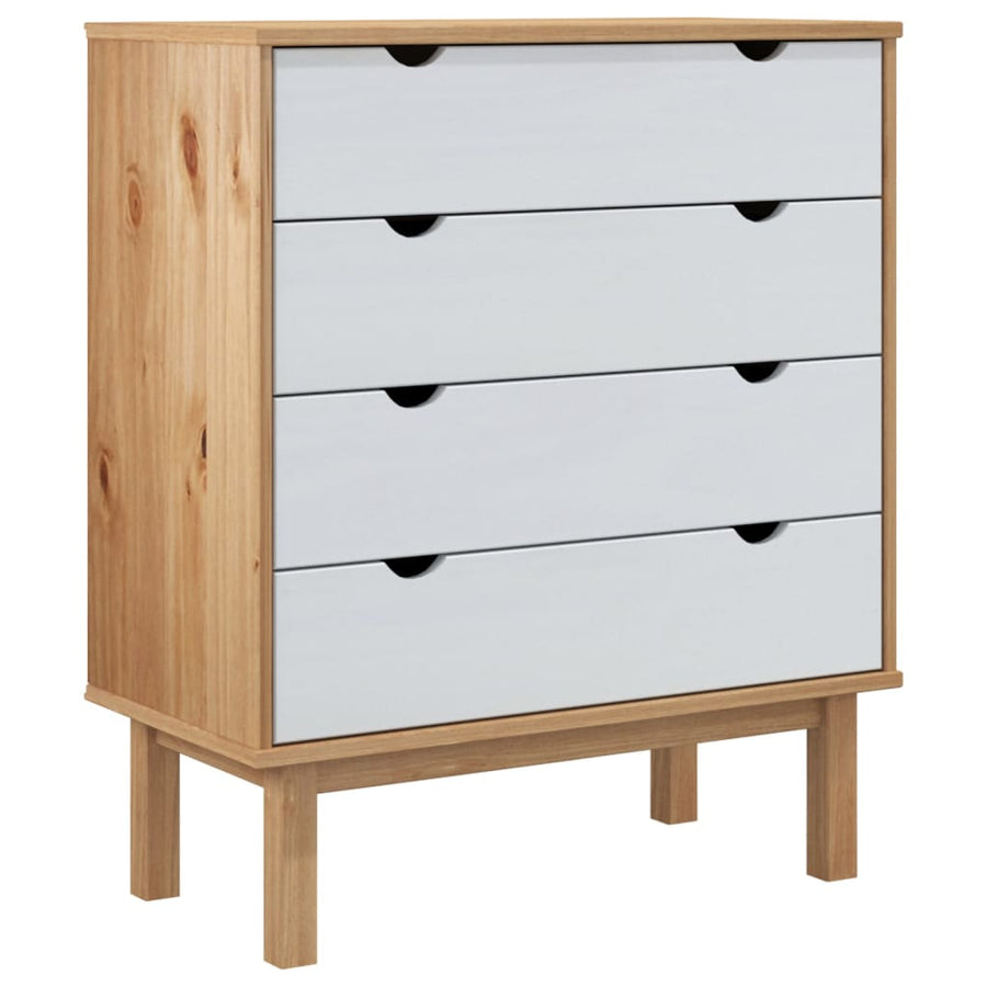 Ladekast Otta 76,5X39,5X90 Cm Massief Grenenhout Bruin En Wit