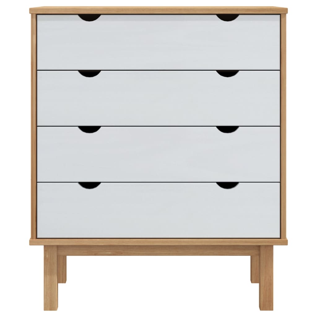 Ladekast Otta 76,5X39,5X90 Cm Massief Grenenhout Bruin En Wit