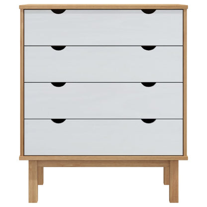 Ladekast Otta 76,5X39,5X90 Cm Massief Grenenhout Bruin En Wit