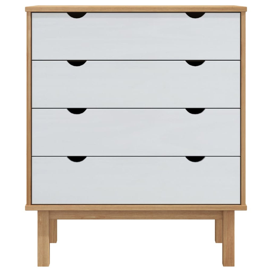 Ladekast Otta 76,5X39,5X90 Cm Massief Grenenhout Bruin En Wit