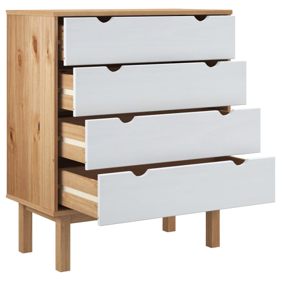 Ladekast Otta 76,5X39,5X90 Cm Massief Grenenhout Bruin En Wit
