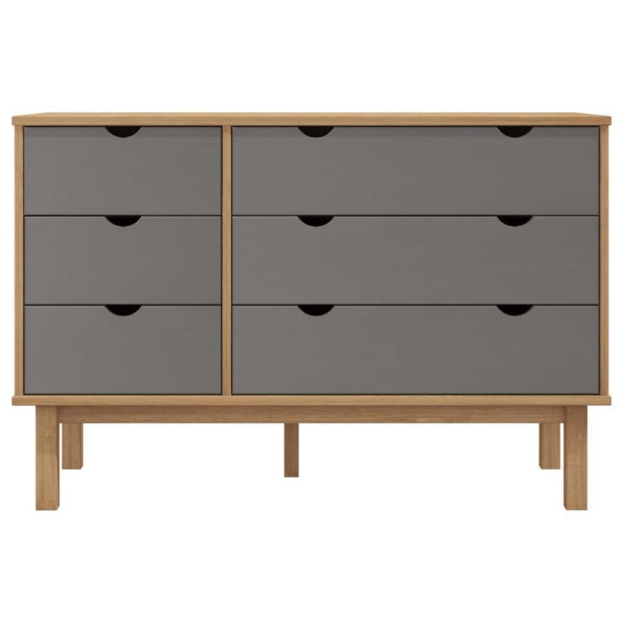 Ladekast Otta 111X42X73,5 Cm Grenenhout Bruin En Grijs