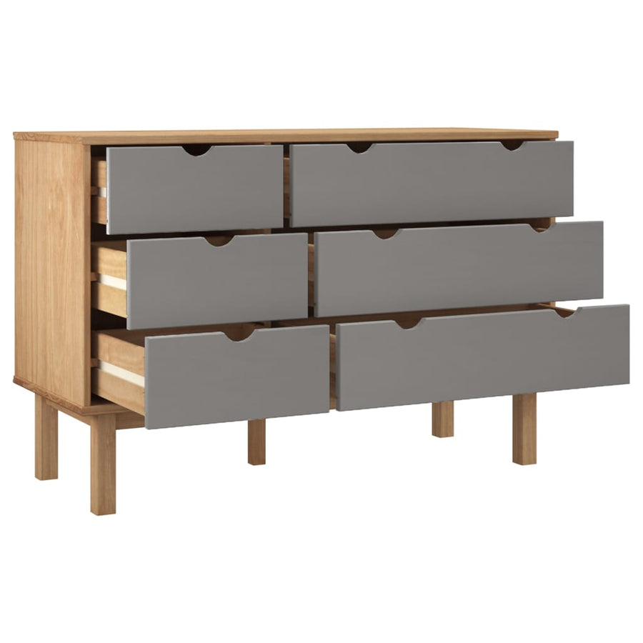 Ladekast Otta 111X42X73,5 Cm Grenenhout Bruin En Grijs