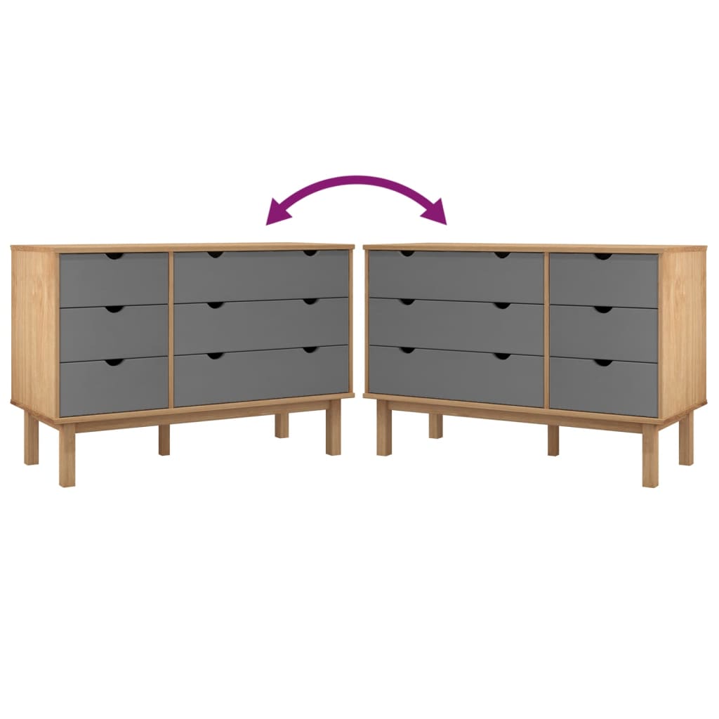 Ladekast Otta 111X42X73,5 Cm Grenenhout Bruin En Grijs