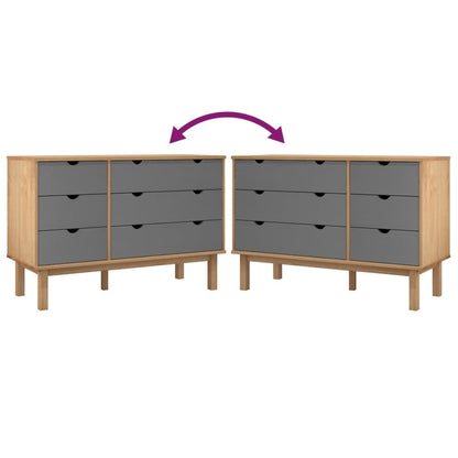 Ladekast Otta 111X42X73,5 Cm Grenenhout Bruin En Grijs