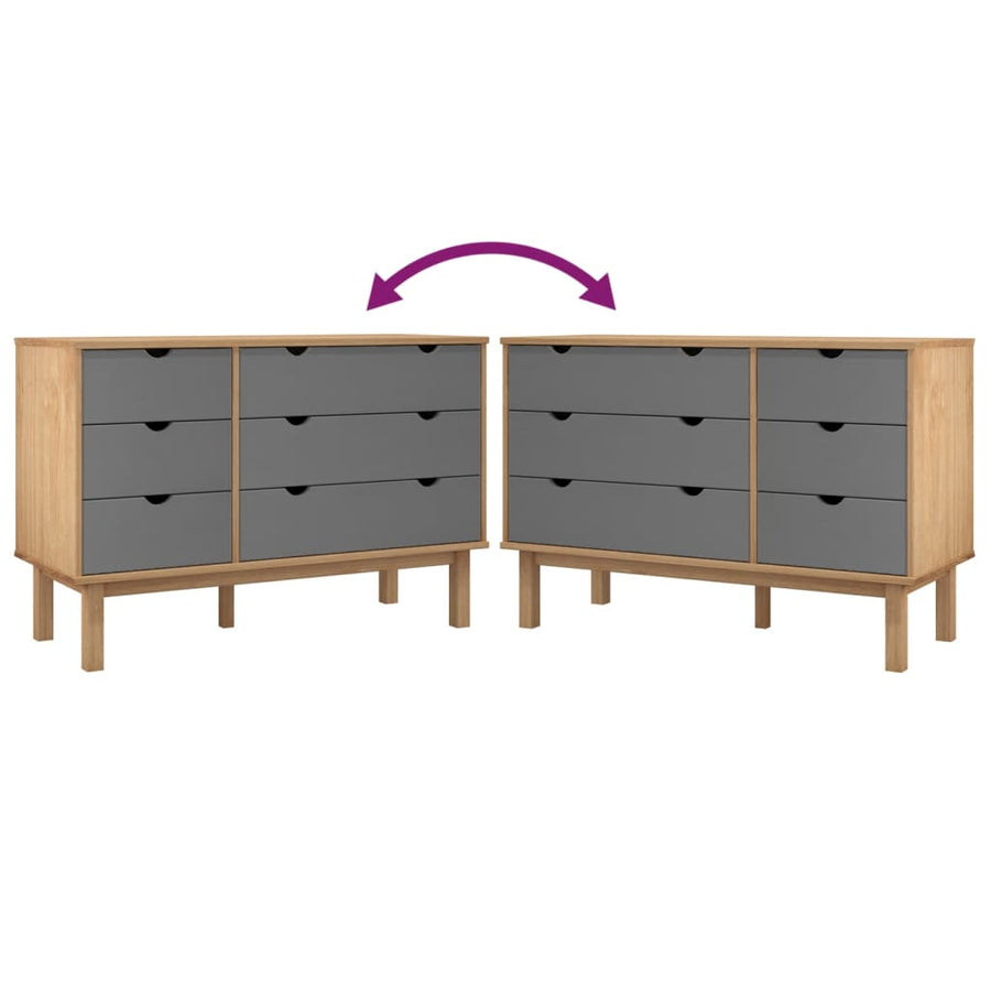 Ladekast Otta 111X42X73,5 Cm Grenenhout Bruin En Grijs