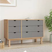 Ladekast grenenhout 111x43x73,5 cm bruin grijs