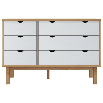 Ladekast Otta 111X42X73,5 Cm Massief Grenenhout Bruin En Wit