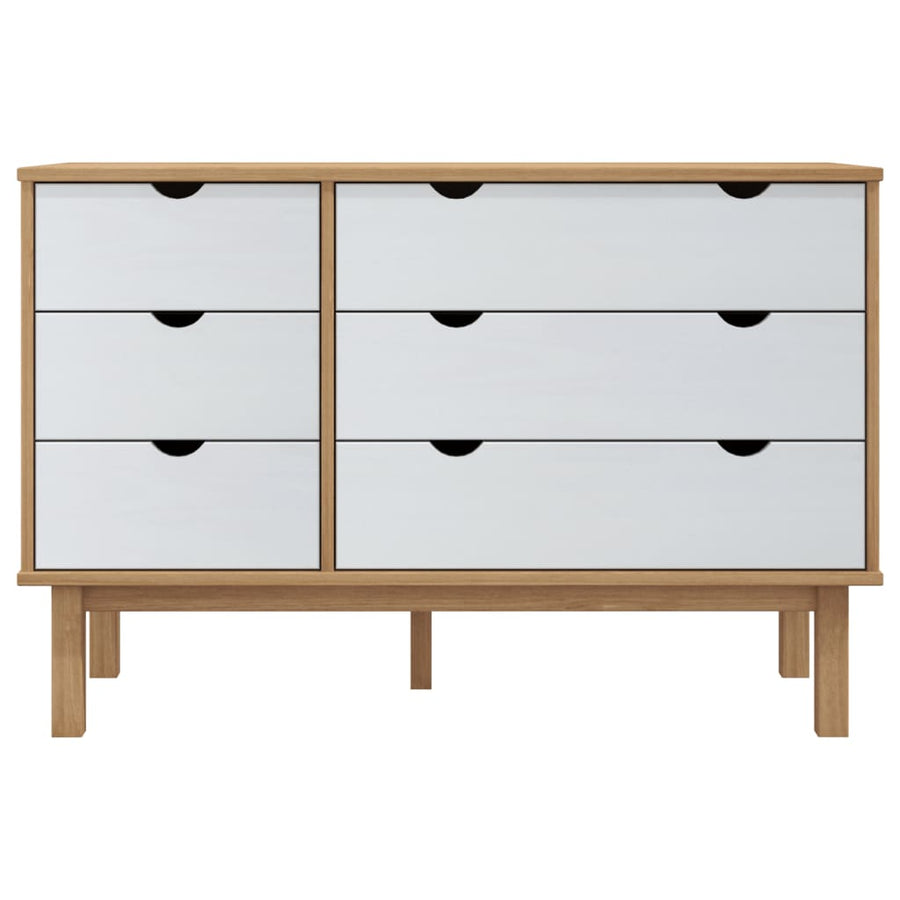 Ladekast Otta 111X42X73,5 Cm Massief Grenenhout Bruin En Wit
