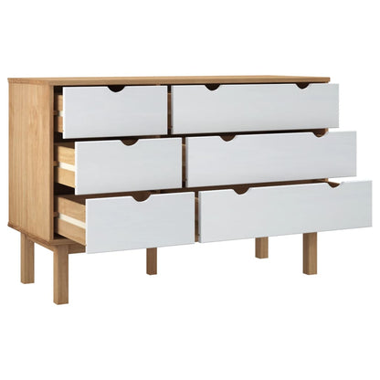 Ladekast Otta 111X42X73,5 Cm Massief Grenenhout Bruin En Wit