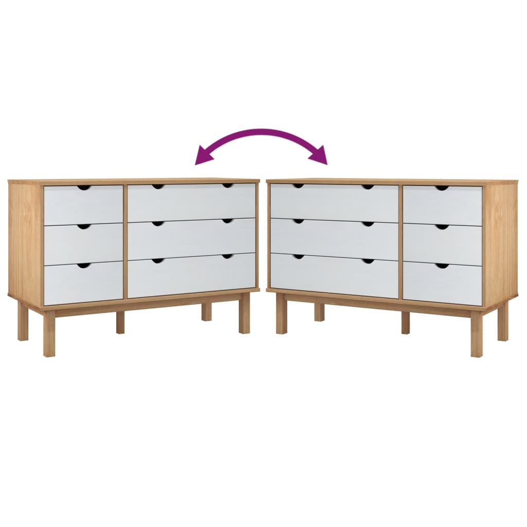 Ladekast Otta 111X42X73,5 Cm Massief Grenenhout Bruin En Wit