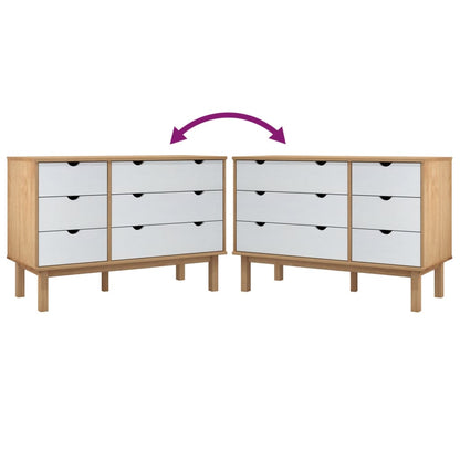 Ladekast Otta 111X42X73,5 Cm Massief Grenenhout Bruin En Wit