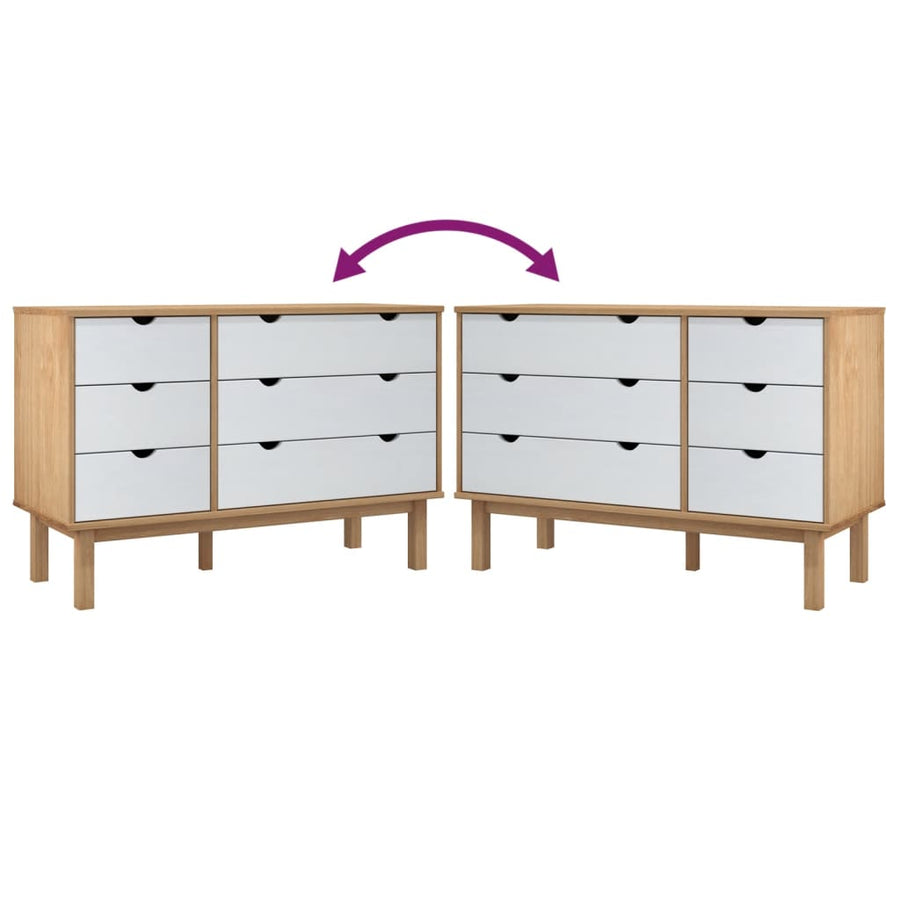 Ladekast Otta 111X42X73,5 Cm Massief Grenenhout Bruin En Wit
