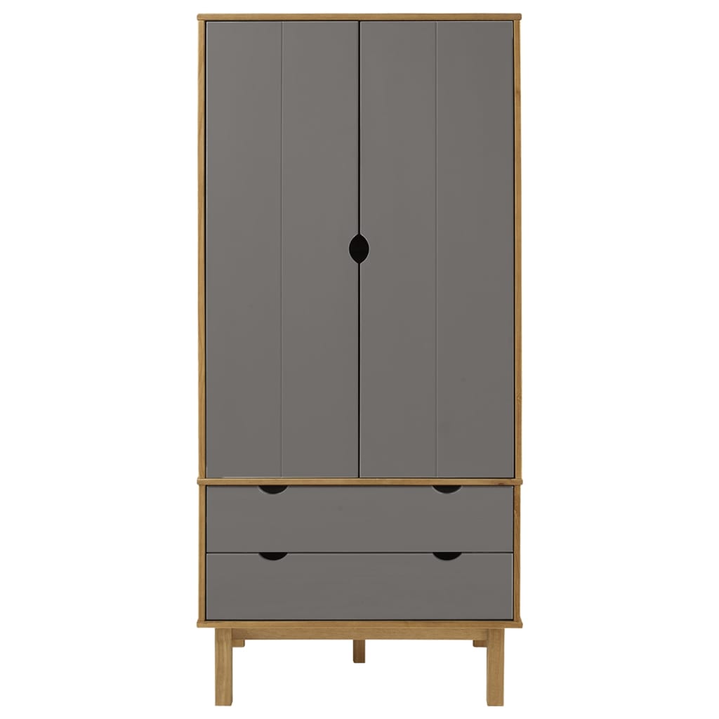 Kledingkast OTTA 76,5x53x172 cm grenenhout bruin en grijs
