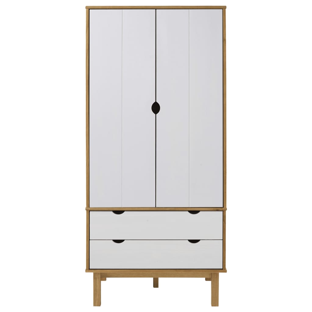 Kledingkast OTTA 76,5x53x172 cm massief grenenhout bruin en wit