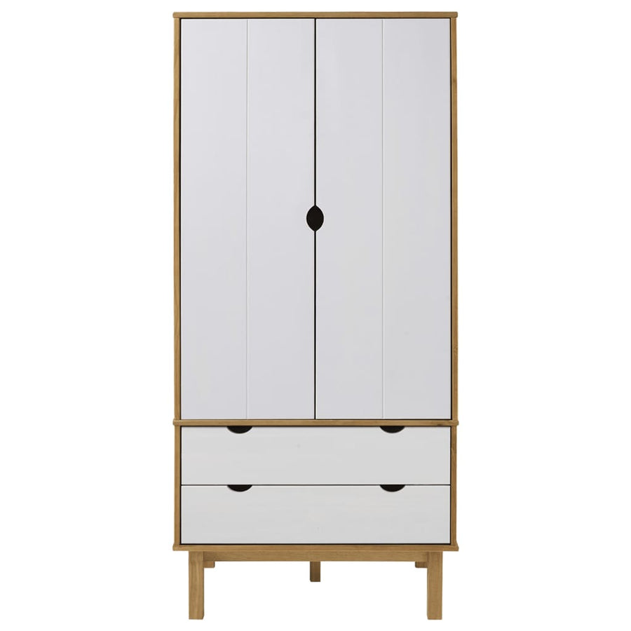Kledingkast OTTA 76,5x53x172 cm massief grenenhout bruin en wit