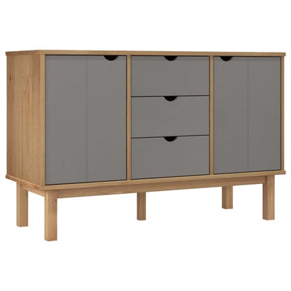 Dressoir Otta 113,5X43X73 Cm Massief Grenenhout Bruin En Grijs