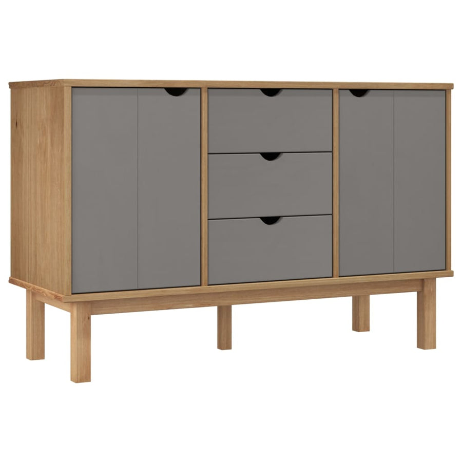 Dressoir Otta 113,5X43X73 Cm Massief Grenenhout Bruin En Grijs